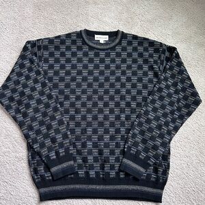 Men’s Coogi Inspired Black and Gray Checkered Crewneck Sweater